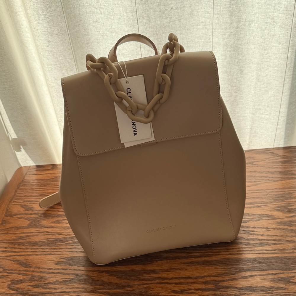Beige Backpack with chain